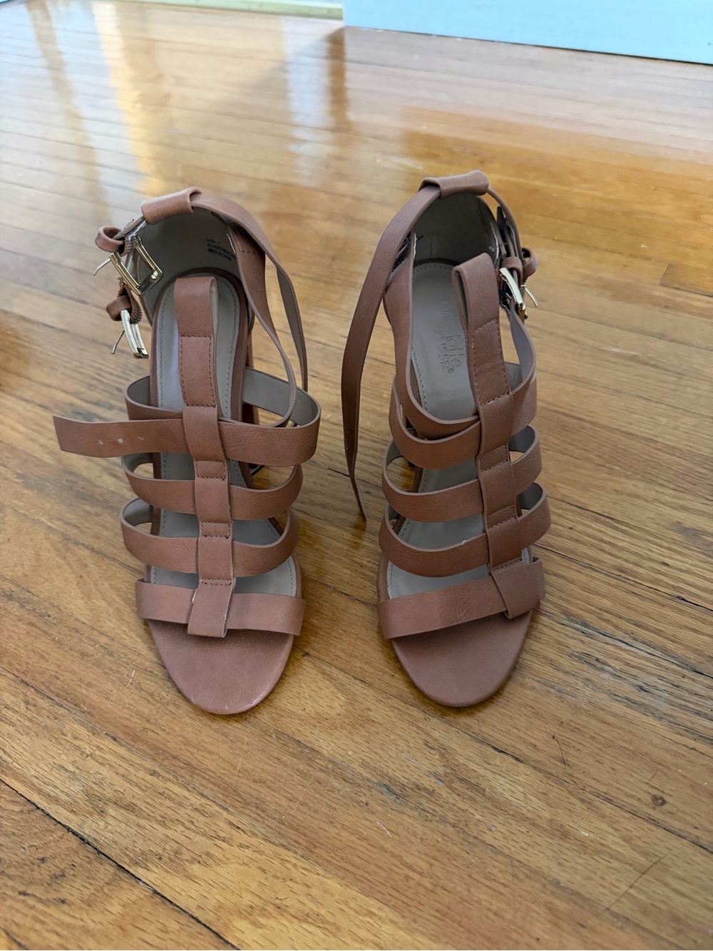 Charlotte Russe Tan Strappy Block Heel Sandals